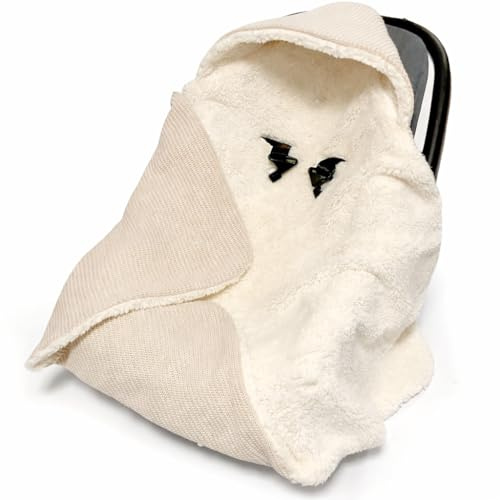 Einschlagdecke Babyschale Baby Decke Winter 75x75 cm – Kinderwagenzubehör Neugeborene – Fußsack Autositz – 3-Punkt-Gurtsystem – Winterdecke Baby – Neugeborenen Ausstattung 0–6 Monate - Sand
