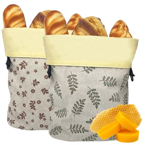 biorito sacchetti pane cera d'api, Sacchetti per il Pane in Cotone Biologico e Cera d’Api Naturale 43x33 cm 2 Pezzi Sacchetto Pane Riutilizzabile Traspirante per Pane Artigianale