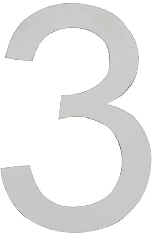 ARREGUI SEC11-T3 Número de Casa Exterior de 20 cm de altura | Placa de Señalización de Acero Inoxidable Satinado | Número de Puerta | Letra de Casa | Número de Vivienda, Piso o Escalera | Número 3