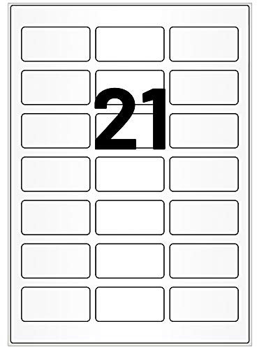Wetterfeste Folienetiketten auf A4 Bogen, transparent - 60 x 30 mm - 2.100 Polyester Etiketten auf 100 Blatt, selbstklebende PET Aufkleber, matt