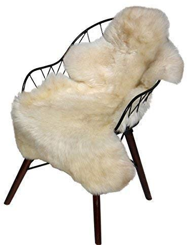 Hollert German Leather Fashion Lammfell - Creme BEIGE GESCHECKT Merino Schaffell Läufer Dekoration Sitzunterlage Naturfell Größe 110-120