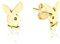 DTPsilver® KLEINE Ohrringe 925 Sterling Silber Gelb Vergoldet - Playboy Häschen Hase Ohrstecker - Messung 7 x 9 mm