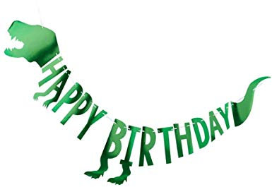 Ginger Ray Wimpelkette mit grünem Dinosaurier-Motiv Happy Birthday, 2 m