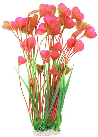 FTVOGUE Réservoir de Poissons Aménagement paysager Simulation d'herbe d'eau en Plastique Herbe d'eau Love Grass (Rose)