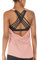 icyzone Damen Sport Tops mit Integriertem BH - 2 in 1 Yoga Gym Shirt Fitness Training Tanktop (L, Pale Blush)