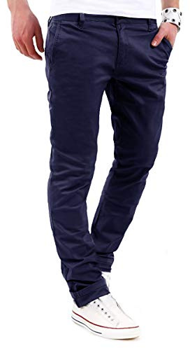 behype. Herren Basic Chino Jeans-Hose Stretch Regular Slim-Fit 80-0310,Marine,31W / 32L