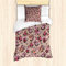 ABAKUHAUS Blume Bettbezug Set für Einzelbetten, Blumenmuster mit Rose, Milbensicher Allergiker geeignet mit Kissenbezug, Tan Rosa Dunkelgrün