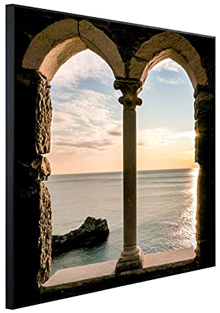 Ecowelle Infrarotheizung mit Bild | 1200 Watt | 60x120 cm | Infrarot Heizung| | Made in Germany| d 71 Meer durch altes Fenster