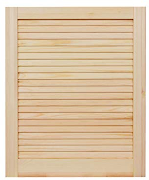 Lamellentür Holztür Natur 601 x 494 x 21 mm mit geschlossenen Lamellen für Regale, Schränke, Möbel | Kiefer Holz unbehandelt