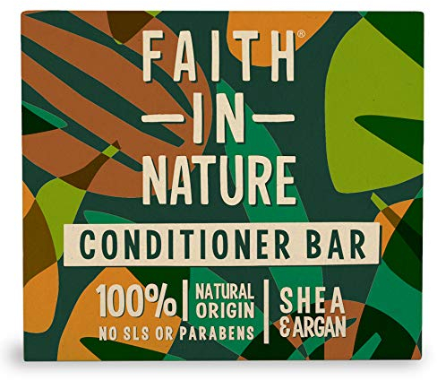 Faith In Nature Natural Shea & Argan Conditioner Bar, Nourishing, Vegan & Cruelty Free, No SLS or Parabens, For Dry to Very Dry Hair, 85g