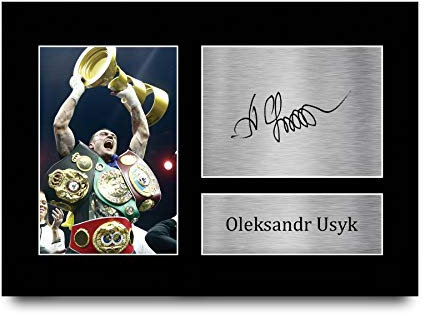 HWC Trading A4 Oleksandr Usyk Gifts Autogramm-Bild für Boxen, Erinnerungsstücke, A4