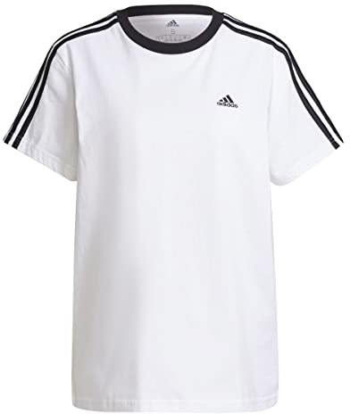 adidas Damen Essentials 3-Stripes Tee, White/Black, XL
