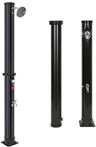 XUANYU Douche Solaire de Jardin en ABS chromé, Jusqu'à 60℃, avec Robinet et Pommeau de Douche, 35 litres Réservoir, pour Piscine Plage Jardin, 217cm Noir