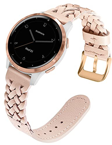 TRUMiRR Reemplazo para Garmin Venu 2S 40mm/Vivoactive 4S 40mm/Vivomove 3S Frauen Pulsera de Mujer, 18mm Correa de Reloj de Cuero Genuino Correa Trenzada Hecha a Mano para Garmin Vivoactive 4S 40mm