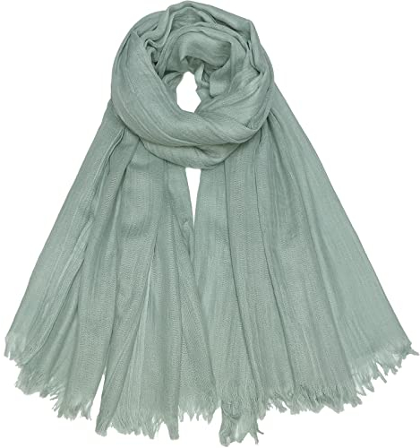 Damen Sommer Schals Baumwolle Leichte Große Lange Gaze Damenschal Eleganter Plain Tücher 75”×43”,Mintgrün