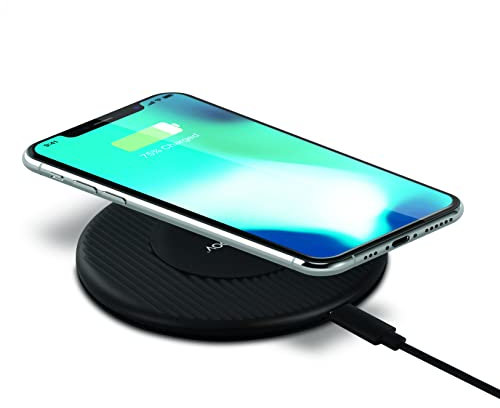 Mooov 732025 - Cargador inalámbrico rápido por inducción, sin Cables, Universal, Qi Wireless Charger, 15W, Carga inductiva, Compatible iOS, Android, Negro
