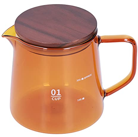 Jarra de vidrio para servidor de café, jarra de vidrio para café con tapa y pico, taza pequeña de leche para café, tetera de vidrio de 300 ml para jarra de té fría de 11,9 oz(marrón)