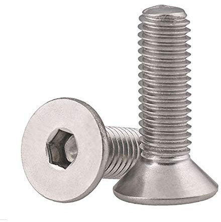 Tornillos de cabeza plana de 3/8-16 x 2 pulgadas, tornillos avellanados, llave Allen Socket Drive, acero inoxidable 18-8 (304), totalmente roscado, acabado brillante, 20 unidades