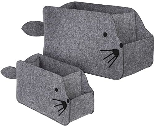 ONVAYA® Filz-Aufbewahrungsbox | 2er Set | Robbe | Große Box (16 l) und kleine Box (7,5 l) | aus robustem Filz | vielfältig einsetzbar