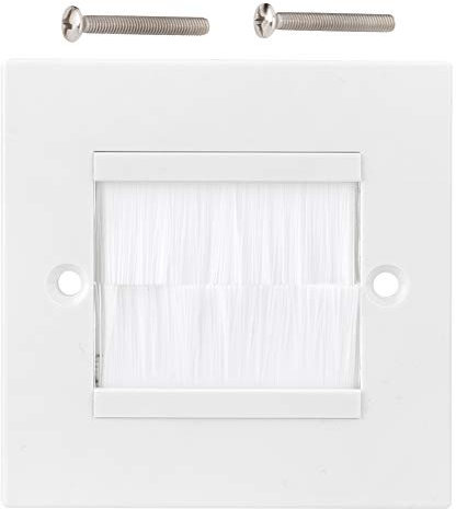 ZPSHYD Brush Wall Plates, Dust Prevention Brush Cable Wall Plate Port Insert Cover Outlet Mount Panel for Speaker Wires, Coaxial Cables(White)
