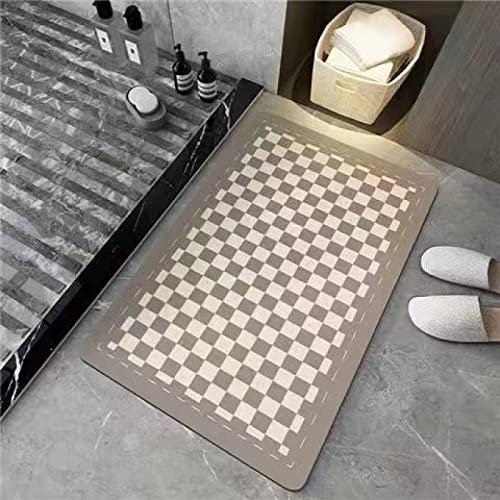 Badezimmerteppich Grau Beige Badematte Flauschig Mikrofaser Badvorleger rutschfest Duschvorleger Schnelltrocknend Badteppich Waschbar Duschvorleger Verdicken Badematten Badmatte 50x80cm