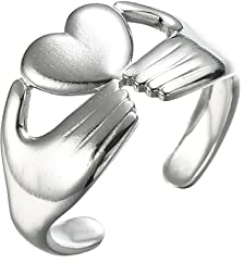 SIPURIS Hug Ring Open Adjustable Love Embrace Fidget Ringe Claddagh-Angst Ring für Frauen Edelstahl Freundschaft Verlobung Hochzeit Versprechen Herz Ringe für Teenager Mädchen