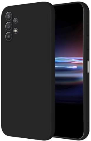 HONLEN Funda Compatible para Samsung Galaxy A32 4G Case, (6.4 Inches) Líquida TPU Silicona Cover con Anti-Rasguño, Cáscara Suave Cubierta Negro
