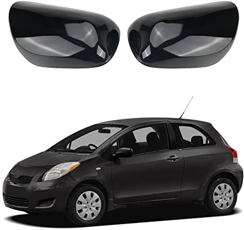 Auto Spiegelkappen, 1 Paar Auto Tür Außenspiegelkappe Rückspiegelkappe Seitenspiegel Abdeckungen für Toyota Yaris 2005-2011 (Glänzend Schwarz)