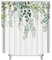 Lerores Rideau de douche 100 x 200 cm, motif feuilles vertes, imperméable, lavable, en tissu polyester, avec œillets et 8 anneaux de rideau de douche, pour salle de bain, baignoire