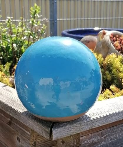B-Ware !! Kugel ø ca. 20 cm aus frostfesten Steinzeug Keramik dunkelgrün glänzend glasiert Deko Garten