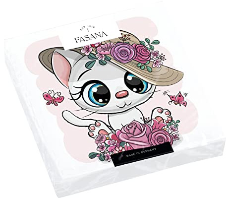 20 Servietten Katze im Cartoon-Stil | Kinder | Geburtstag | Mädchen | Tiere | Tischdeko | Decoupage | Serviettentechnik 33x33cm