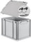 Eurobox NextGen Economy 40x30x32cm Griffe geschlossen mit Scharnierdeckel grau, Kunststoffbox 30 Liter stapelbar Transportbox, Campingbox Farbe Deckel-Verschlüsse wählbar (Verschlüsse Schwarz)