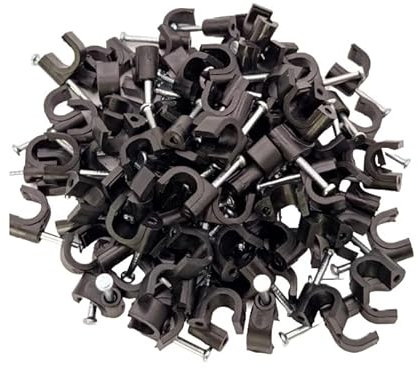 8mm Black Round Cable Clips Wire Nail Clips Holder Cable Management Wire Tidy for Ethernet Electrical Cables Wires 100 Pack