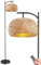 ZitBrox Battery Operated Floor Lamp with Remote,Wireless Dimmable and Timer Woven Rattan Floor Light,Cordless Boho Bamboo Tall Standing Lamp for Living Room, Bedroom, Office