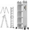 15.4ft Multi-purpose Telescopic Ladder A-frame or Straight 14-in-1 Portable Aluminum Folding Ladder with Dual Stabilizers and Tool Tray, Folded Height 4ft Easy to Store, 330lbs Load Capacity