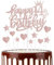 Happy 14th Birthday Cake Toppers, Rose Gold Cake Cupcake Toppers for Cake, Glitter Heart Stars Cake Toppers, Birthday Gift, Personalised Cake Toppers for Women Girls 14th Birthday Cake Decorations