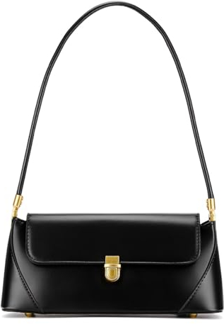 ZOUIQSS Umhängetasche für Damen Vintage-Geldbörse modisch klassisch veganes Leder Clutch Retro-Handtasche mit Schnallenverschluss(schwarz)