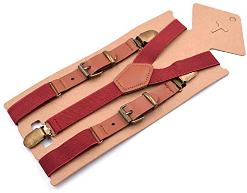 IMOSEI Hosenträger Suspender Mode-Hosenträger Mit 3 Clips Für Erwachsene Y-Förmiger Riemenclip Freizeit-Hosenträger 2.0 Erwachsenenmodelle Weinrot
