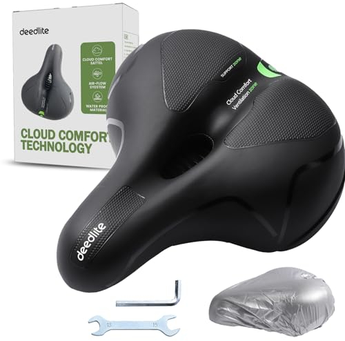 Fahrradsattel Cloud Comfort Pro Max Sattel - Endlich Schmerzfrei Radfahren Bequem Weich Memory Schaum Radsattel Mit Rotem Warnstreifen Cityradsättel Mountainbikesättel mit Federung