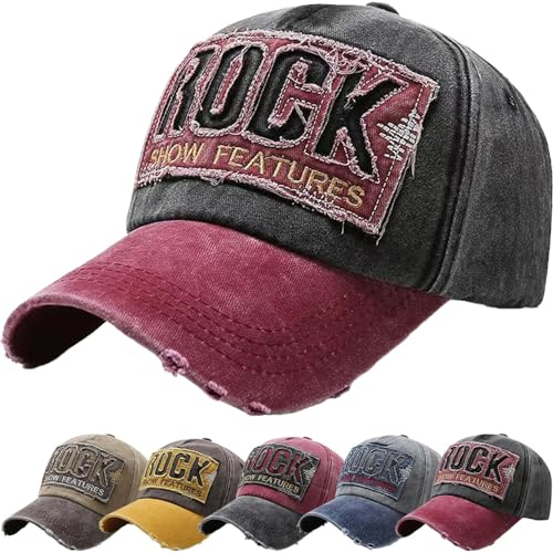 DURINM Cappellino Uomo con Visiera 100% Cotone Baseball cap Compleanno Uomo Regalo Berretto da Baseball Unisex Regolabile Cappello con Visiera Casuale (Rock- Nero)
