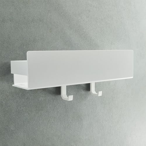 Design Hambourg Étagère de Douche Sans Perçage I Étagère Rangement Salle de Bain I Support Douche I Porte Shampoing et Organisateur I Étagère Murale Adhésive I 2 Crochets | Blanc Mat | 30 cm