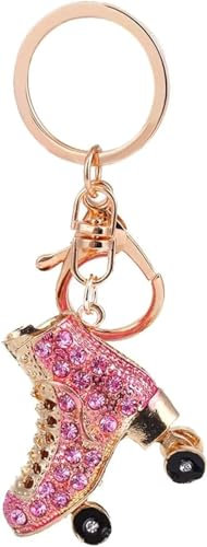 KLUFO Portachiavi personalizzato Portachiavi carino Portachiavi strass pattini donna Portachiavi auto Portachiavi borsa Ciondolo Regali creativi per ragazze pattinatrici(Rosa)