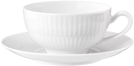 Seltmann Weiden Amina Teetasse, 220 ml, Große Teeobertasse mit dezentem Reliefmuster, Spülmaschinen- und Mikrowellenfest, Porzellan, Weiß