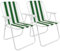THE SECRET HOME - Pack de 2 Sillas de Playa Plegables - Silla en Metal y Poliéster - Asiento Ideal para Playa, Jardín, Terraza (Modelo 1 - Verde/Blanco)