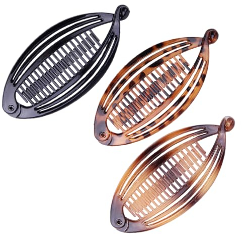 3 Pièces Pinces à Banane,Queue de Poisson Clip pour Femmes Classique Pinces à Cheveux Longs Banane Française Peigne à Cheveux Porte-Queue de Cheval Banane,pour le Sport la vie