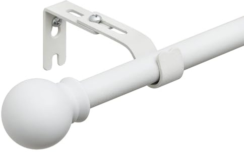 Starbover Bastoni per tende per tende con occhielli, asta per tende in voile bianco opaco, 76-188 cm, asta per tenda da finestra, in metallo, estensibile, con staffe regolabili e terminali rotondi per