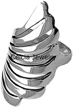 Real 925 Sterling Silver Large Womens Ring, Fan Ring, Elegant Ring, Promise Ring, Wedding Gifts Ring, Western Ring, Boho Ring, Bohemian Ring, Beautiful Mothers Day Ring (8.5)
