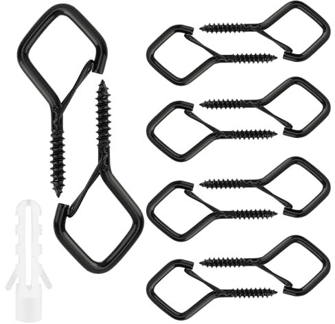 Gancio Da Soffitto a Vite Con Occhiello, Gancio Lampadario Nero, 10 Pezzi