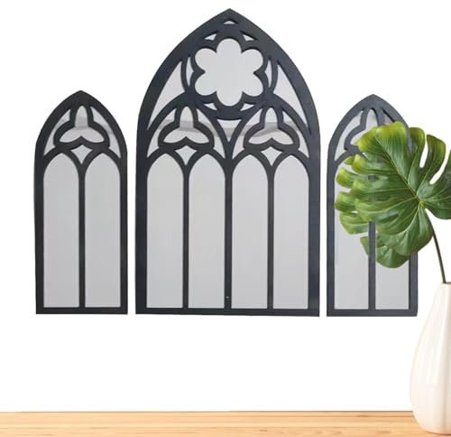 Miror da finestra in stile gotico, per finestra della cattedrale, decorazione da parete ad | 3 decorazioni decorative da parete in stile gotico da parete, per interni ed esterni, decorazione da