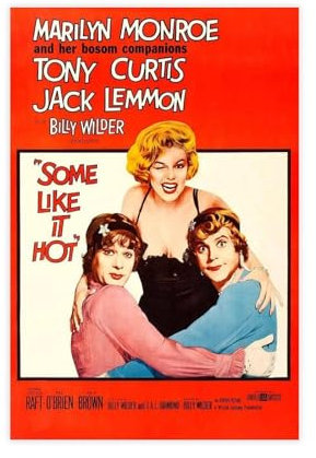 ahnld Filmposter Some Like It Hot 1959, Leinwand-Poster, Schlafzimmer, Dekoration, Landschaft, Büro, Raumdekoration, Geschenk, 30 x 45 cm